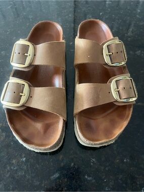 Birkenstock Big-Buckle Leather Slide Sandals